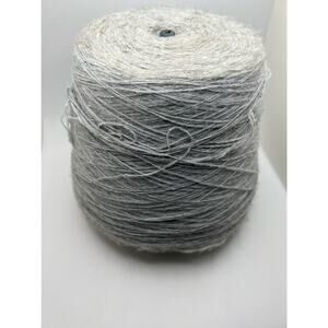 Silver Gray Acrylic Mini Mill Worsted 2/24 Large Spool Yarn Vintage